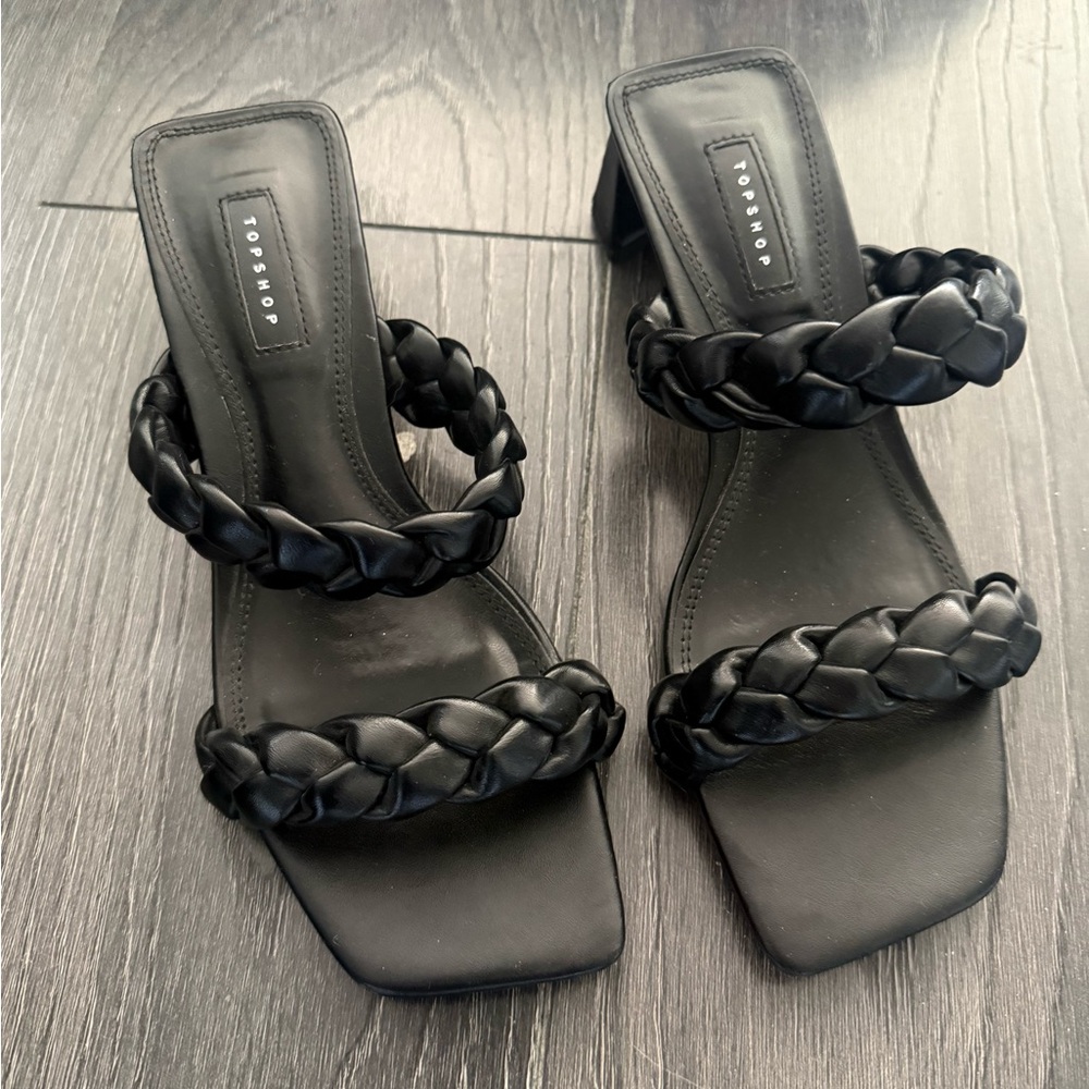 Topshop Black Braided Sandals